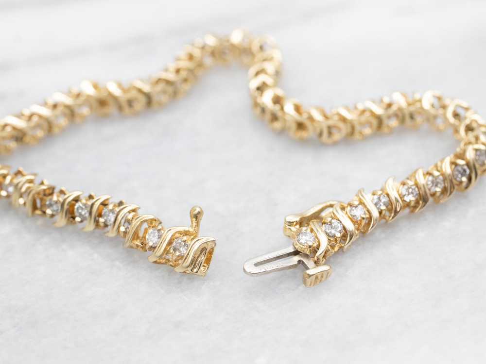 Modern Gold Diamond Tennis Bracelet - image 5