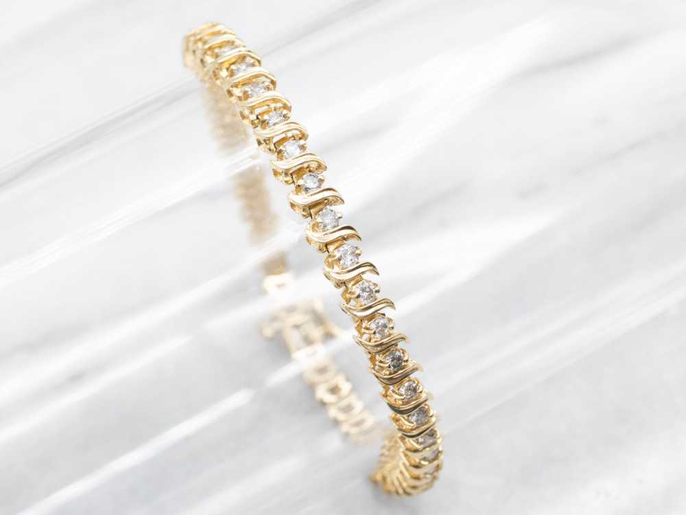 Modern Gold Diamond Tennis Bracelet - image 6