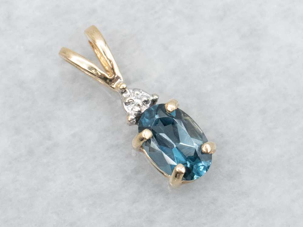 Two Tone Blue Topaz and Diamond Pendant - image 1