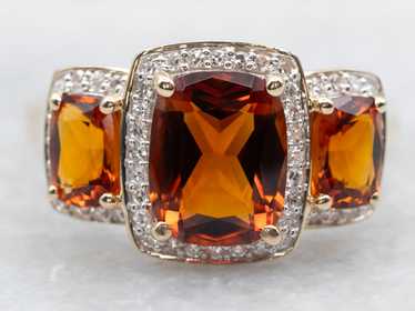 Modern Citrine Gemstone Ring with Diamond Halo - image 1