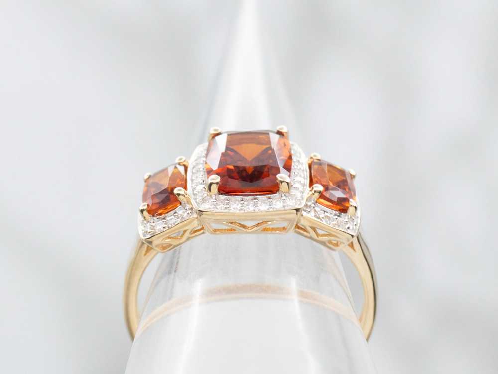 Modern Citrine Gemstone Ring with Diamond Halo - image 3