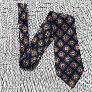 Vintage Ohrbach's green geometric floral print silk store tie