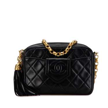 Black Chanel CC Quilted Lambskin Tassel Camera Bag