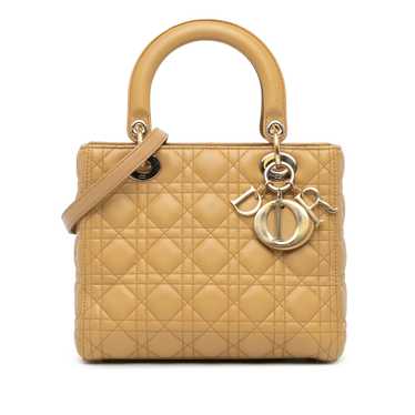 Yellow Dior Medium Lambskin Cannage Lady Dior Sat… - image 1