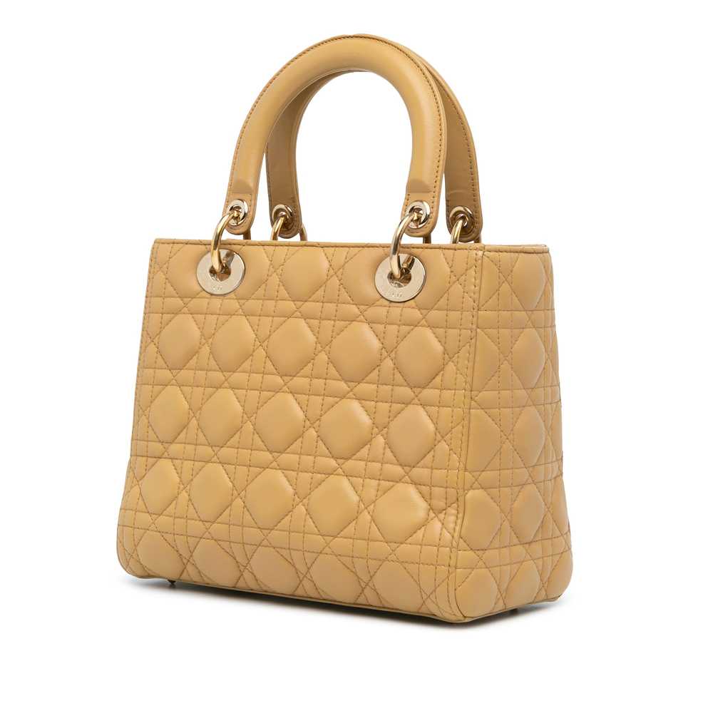 Yellow Dior Medium Lambskin Cannage Lady Dior Sat… - image 2