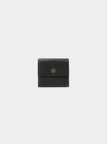 Chanel 2005-2006 Black Leather Logo Wallet - image 1