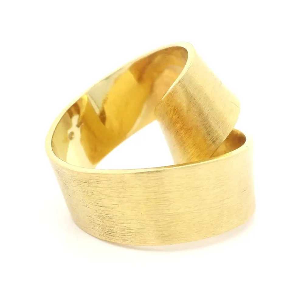 Vintage Handmade 18k Yellow Gold Brushed Open Fre… - image 5