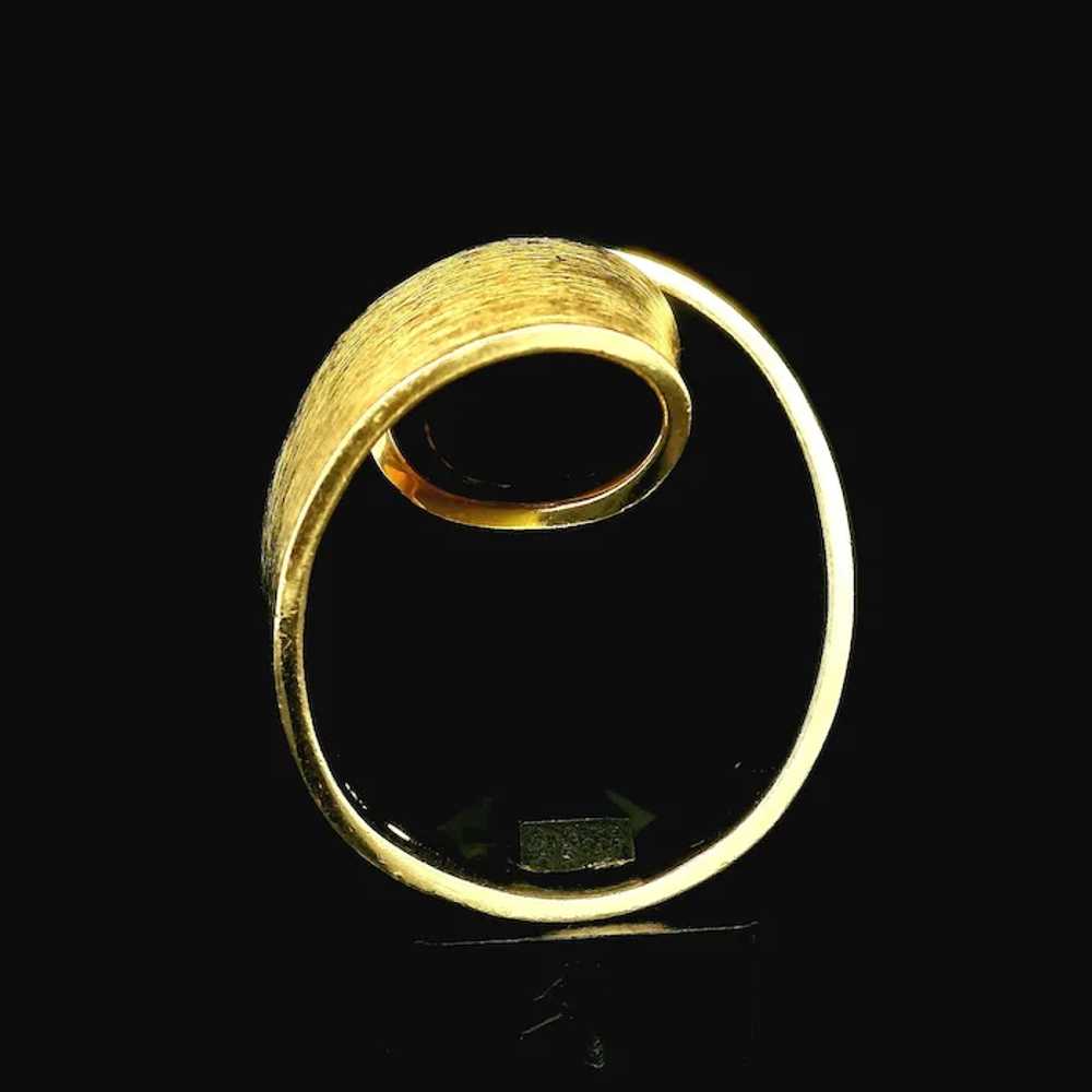 Vintage Handmade 18k Yellow Gold Brushed Open Fre… - image 6