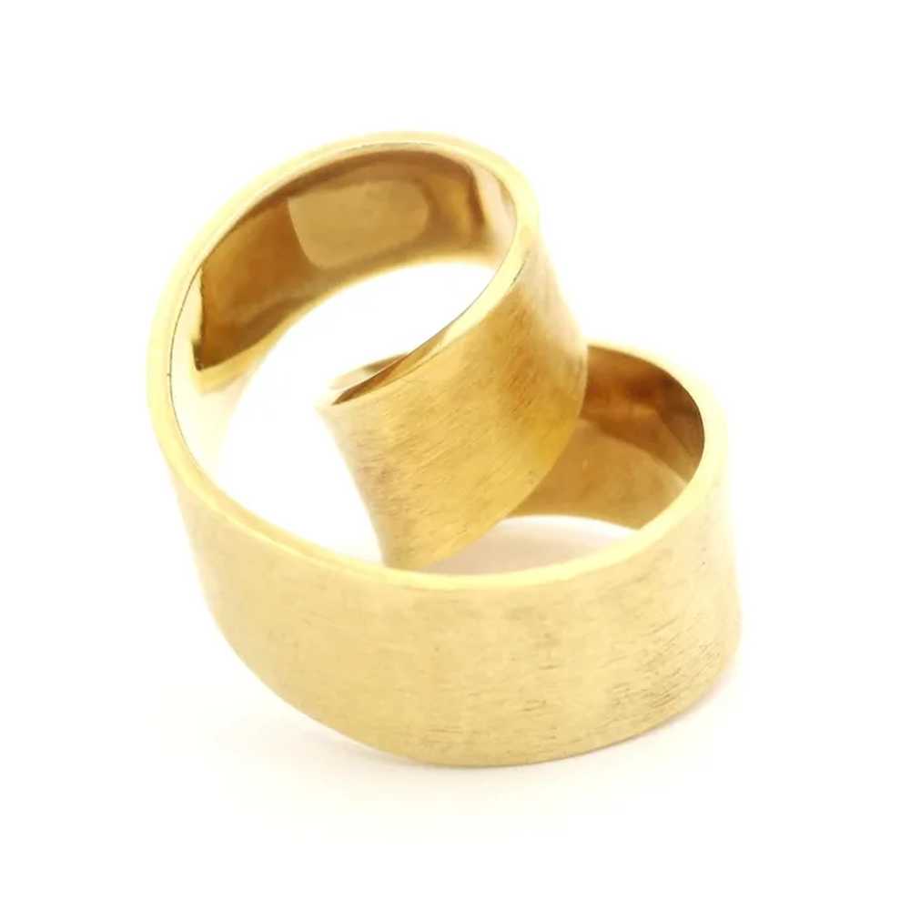 Vintage Handmade 18k Yellow Gold Brushed Open Fre… - image 7