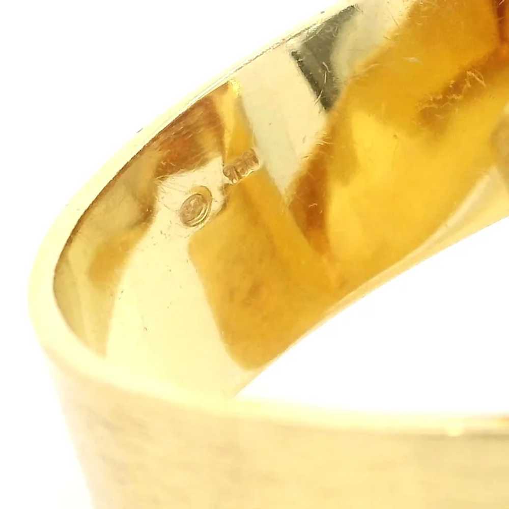 Vintage Handmade 18k Yellow Gold Brushed Open Fre… - image 9