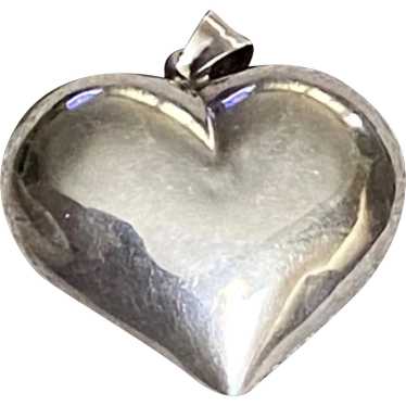 Vintage Sterling Silver Puffy Heart Pendant