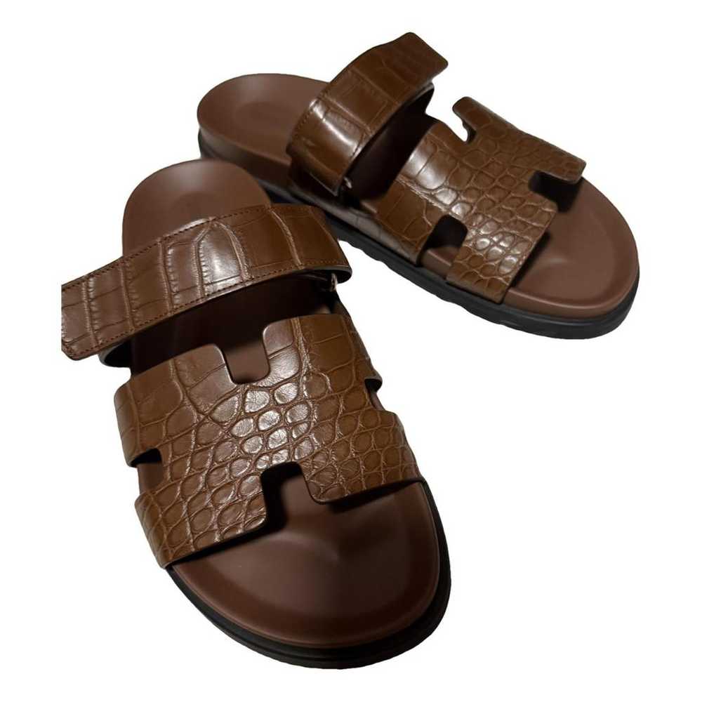 Hermès Chypre crocodile sandals - image 1