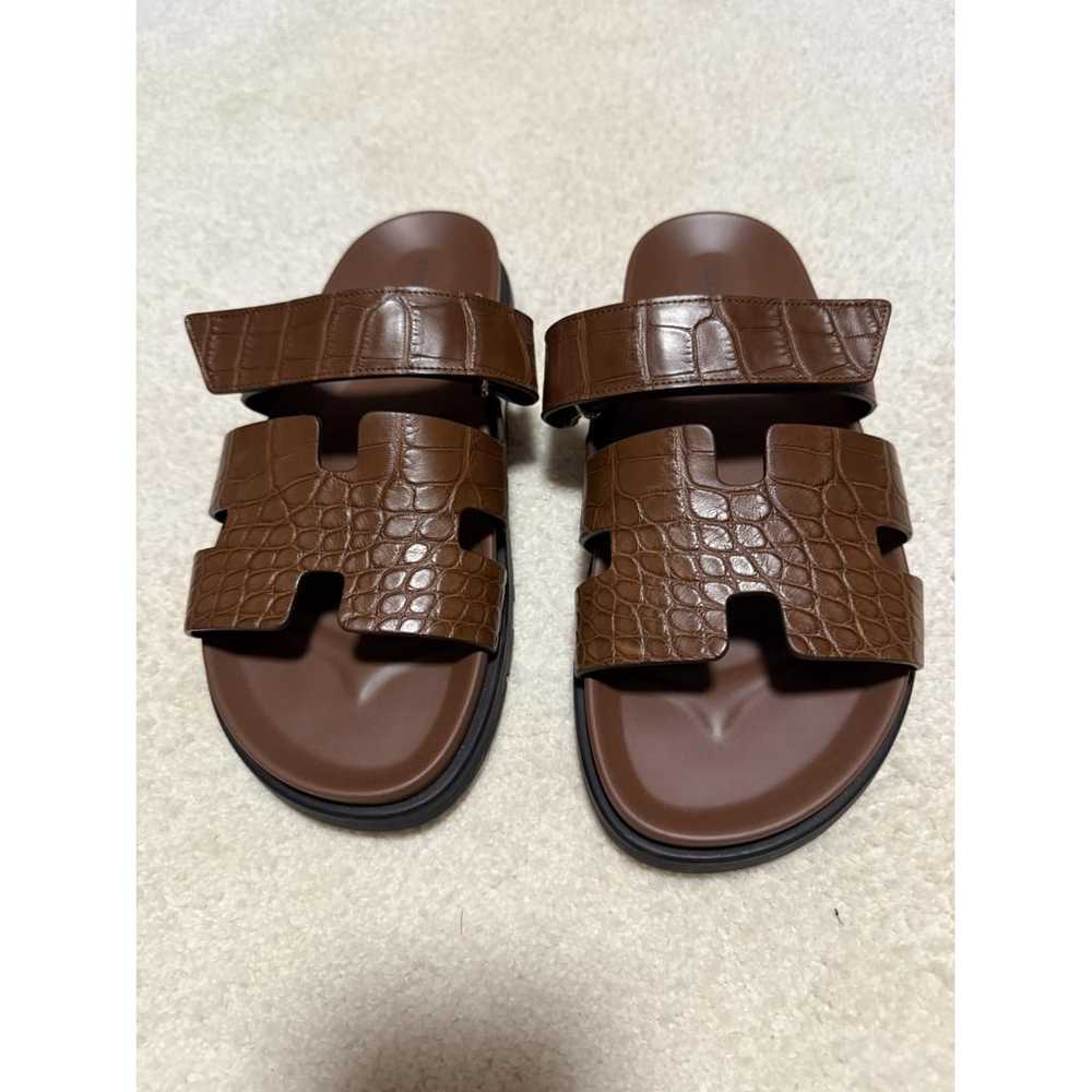 Hermès Chypre crocodile sandals - image 2