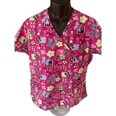 Pinko SB Scrubs Top Women's Medium Pink Ribbons He