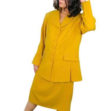 Vintage Vintage Mustard Yellow Skirt Suit Blazer … - image 1