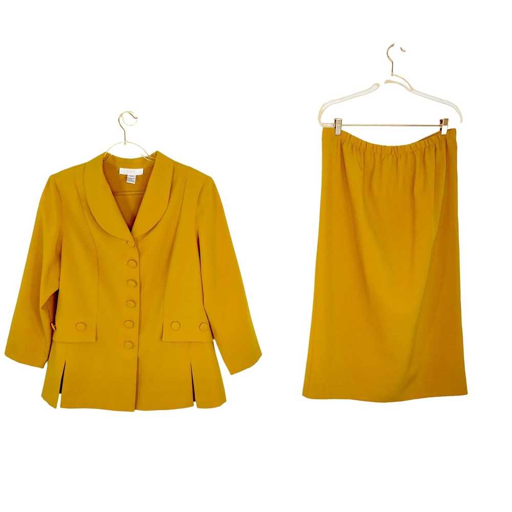 Vintage Vintage Mustard Yellow Skirt Suit Blazer … - image 2