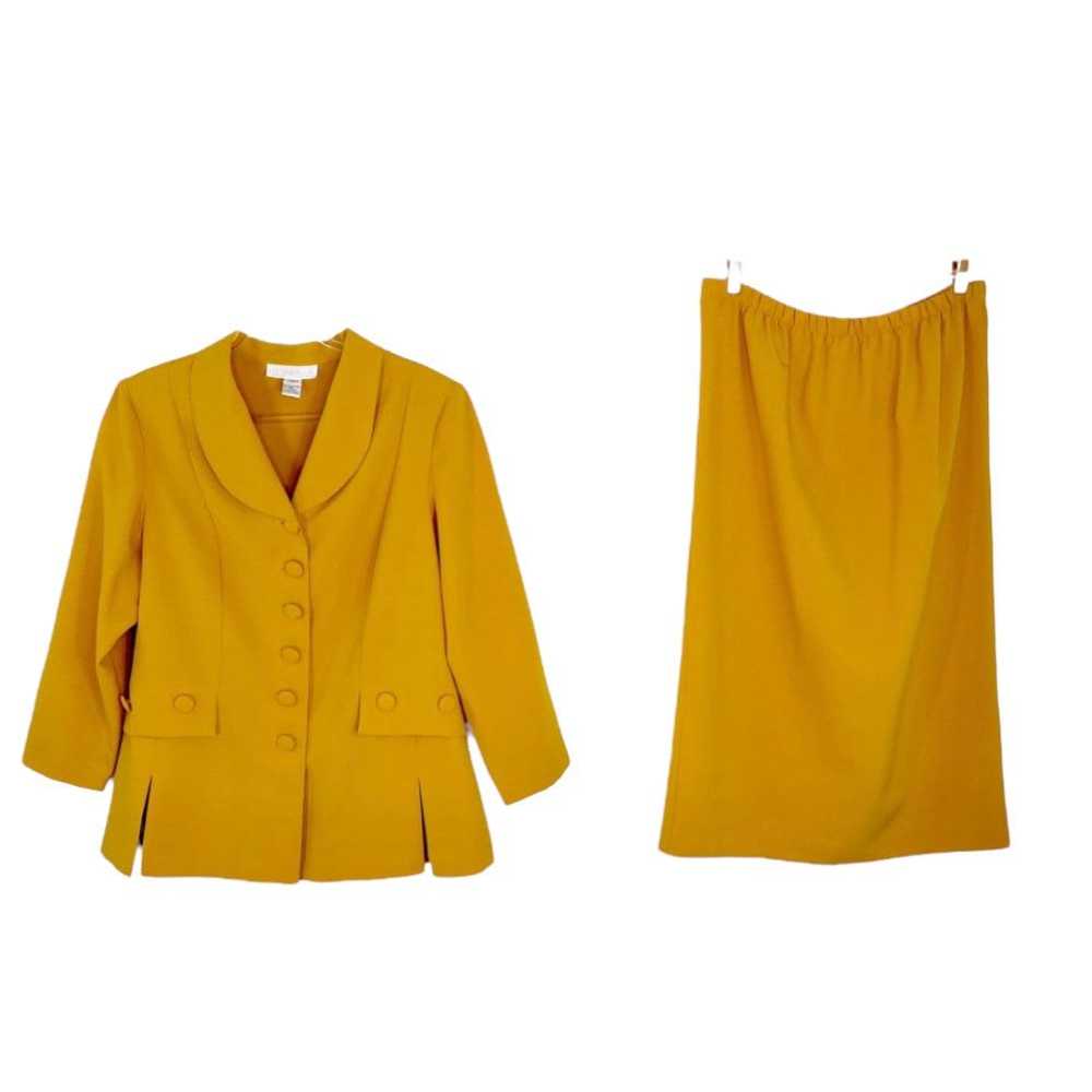 Vintage Vintage Mustard Yellow Skirt Suit Blazer … - image 4