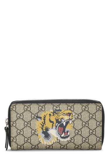 Black GG Supreme Tiger Zip Around Wallet