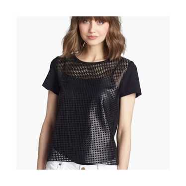 Nordstrom Trouve black perforated short sleeved t… - image 1