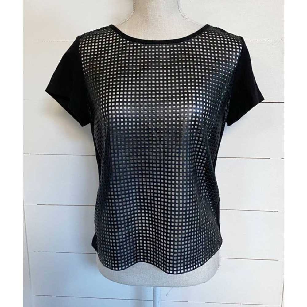 Nordstrom Trouve black perforated short sleeved t… - image 3