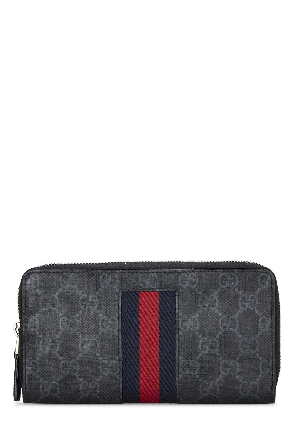 Black GG Supreme Web Canvas Zip Around Wallet - image 1