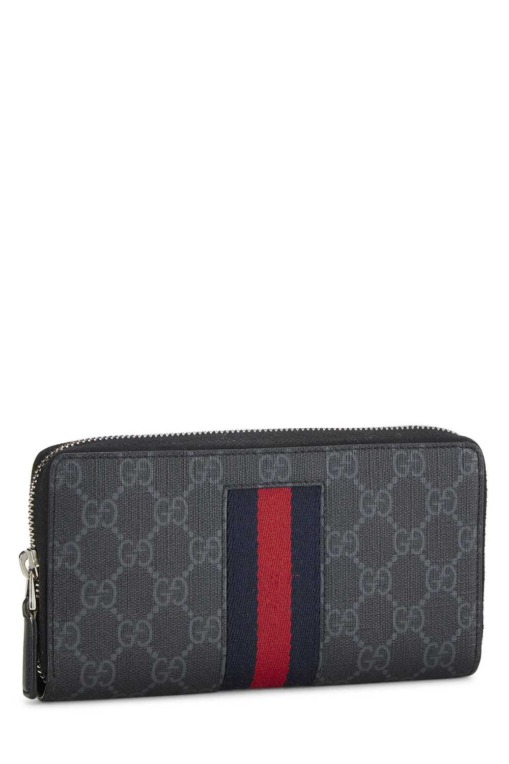 Black GG Supreme Web Canvas Zip Around Wallet - image 2