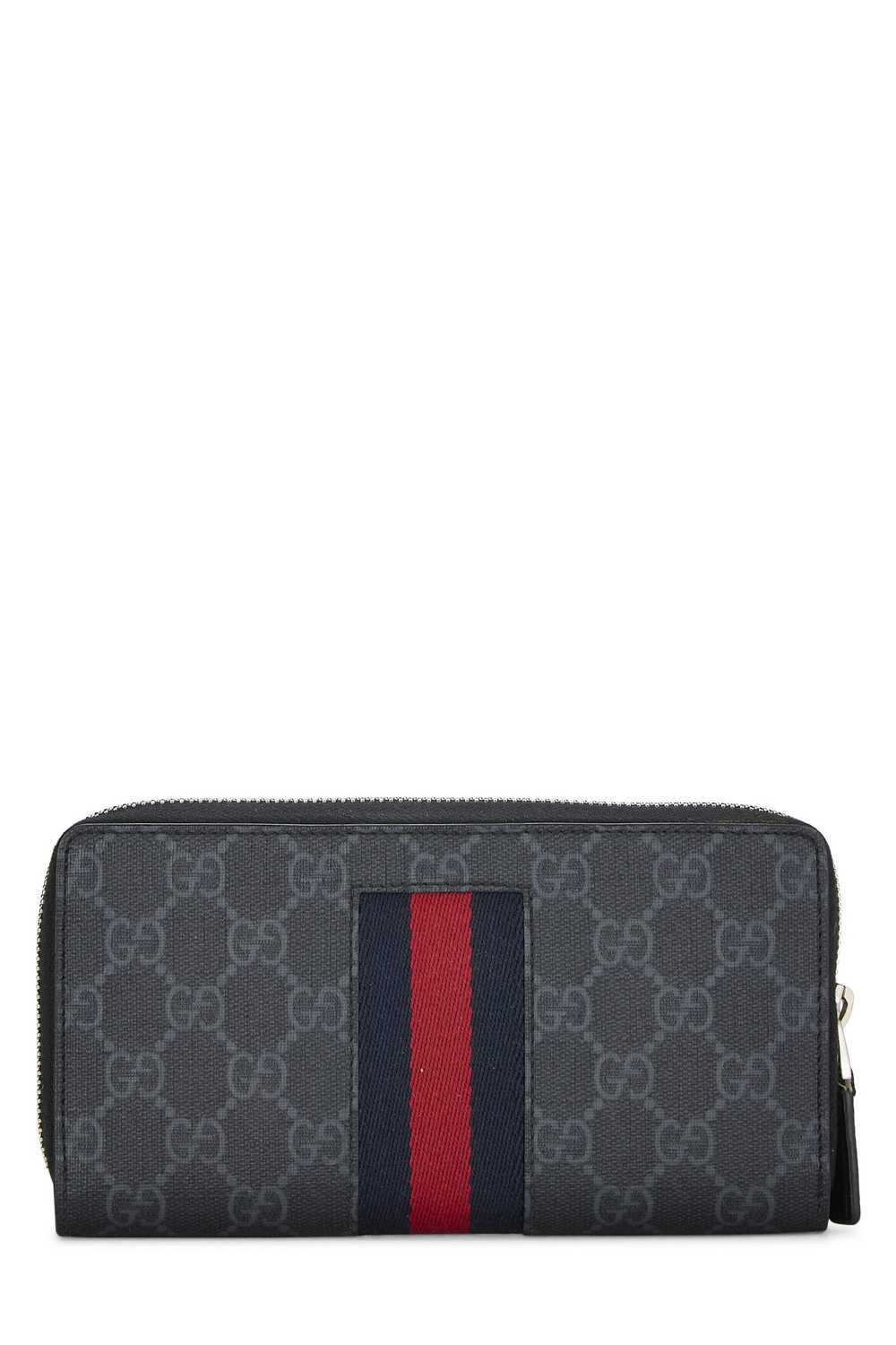 Black GG Supreme Web Canvas Zip Around Wallet - image 3