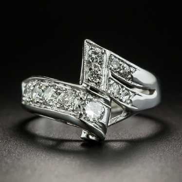 Late Art Deco Diamond Bypass Ring - image 1