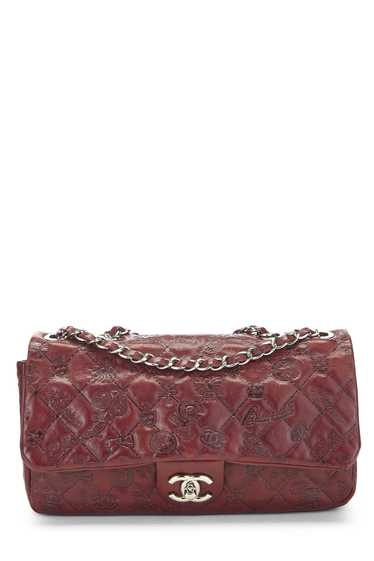 Burgundy Icon Embossed Half Flap Medium