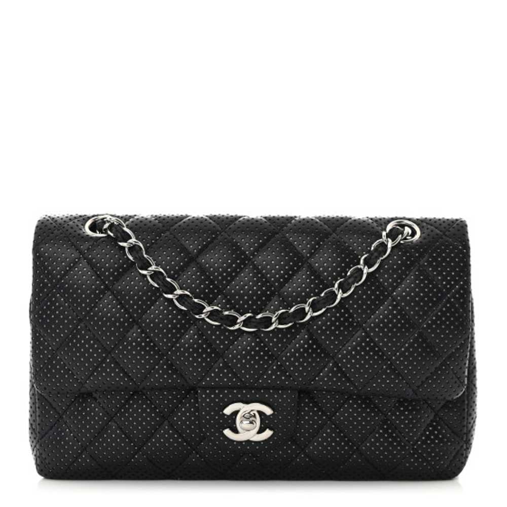 CHANEL Lambskin Perforated Medium Double Flap Bla… - image 1