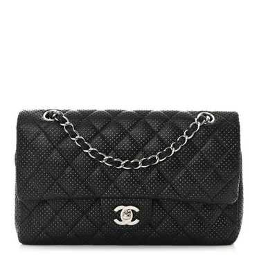 CHANEL Lambskin Perforated Medium Double Flap Bla… - image 1