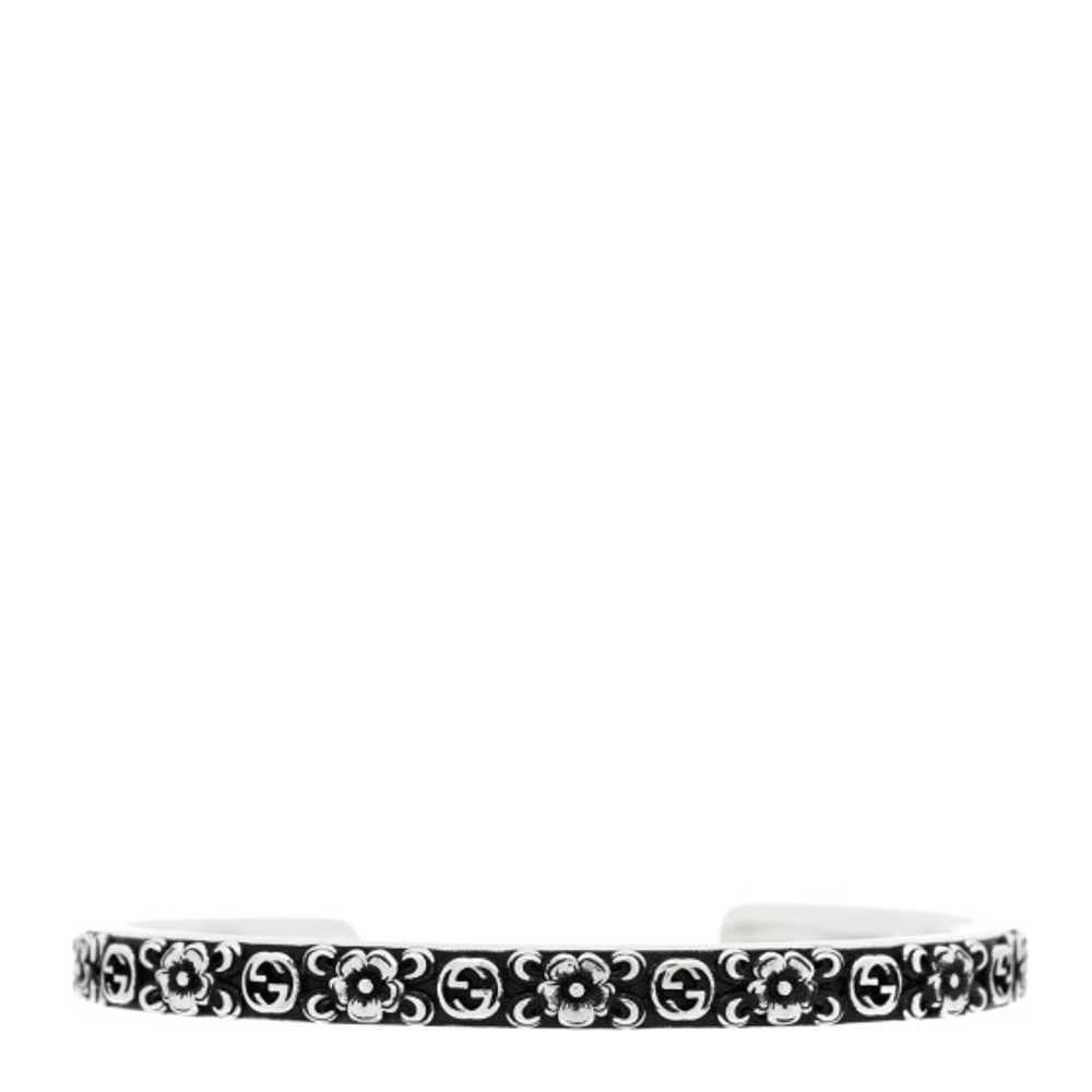 GUCCI Sterling Silver Interlocking G Flower Cuff … - image 1