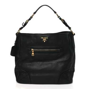 PRADA Vitello Daino Hobo Black