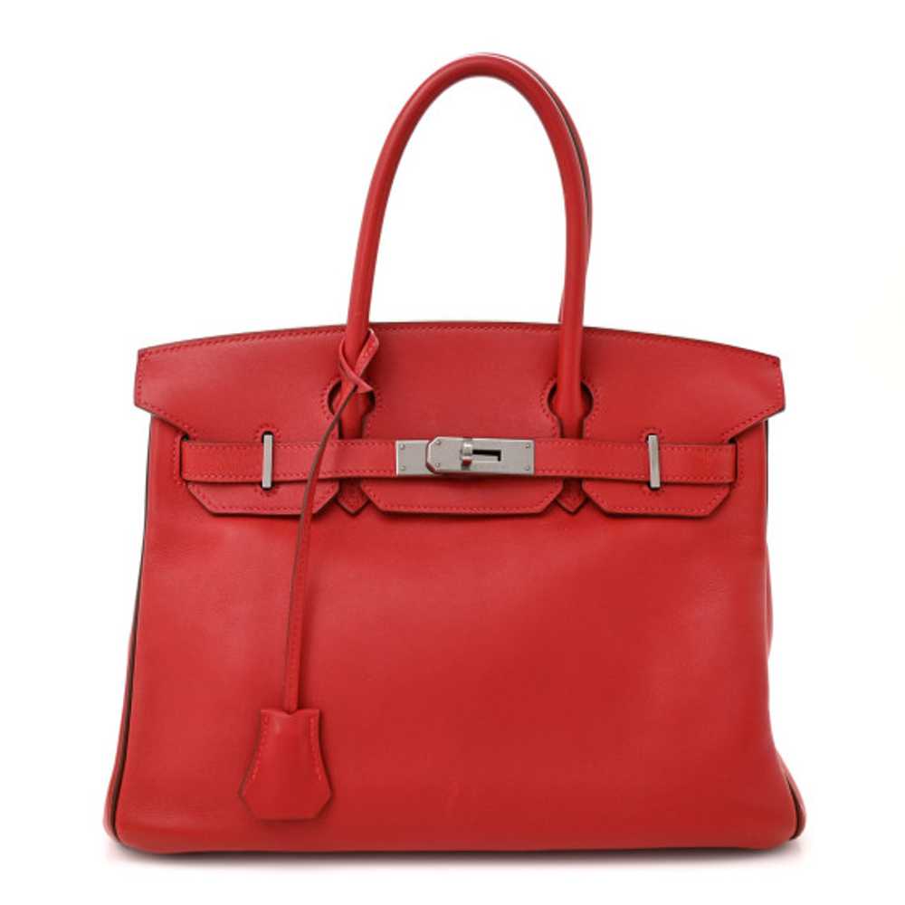 HERMES Swift Horseshoe Birkin 30 Rouge Vif Chocol… - image 1