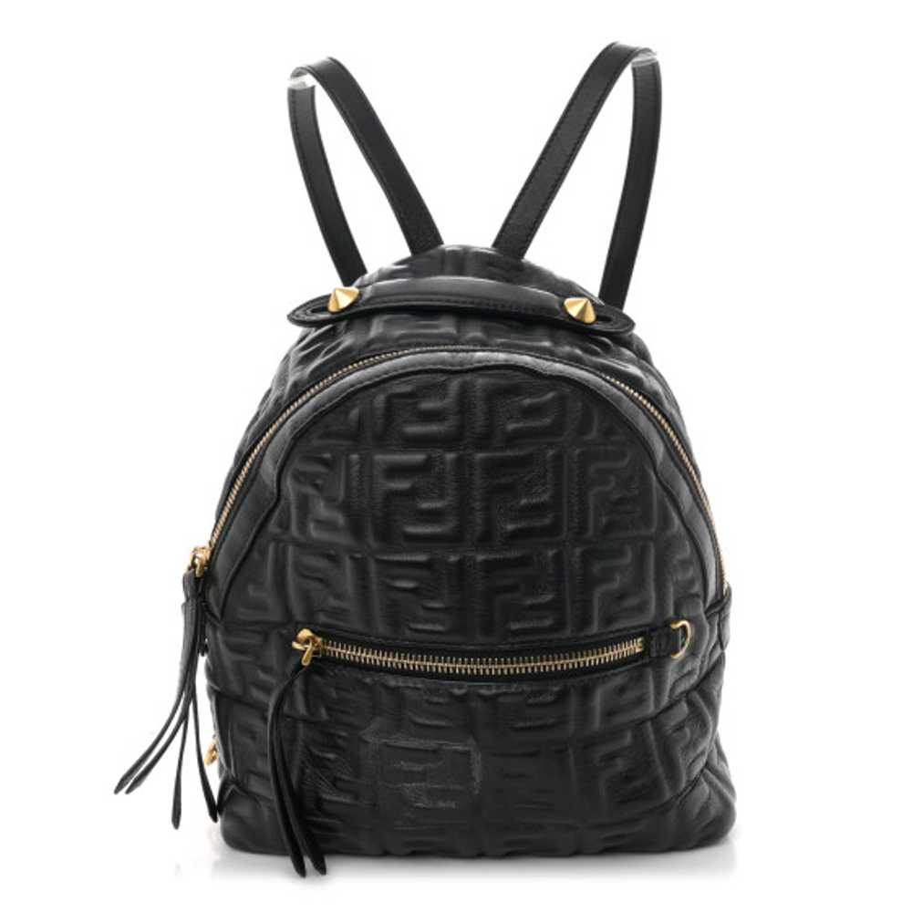 FENDI Nappa FF 1974 Embossed Mini Backpack Black - image 1