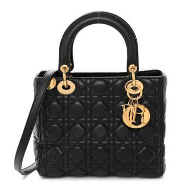 CHRISTIAN DIOR Lambskin Cannage Medium Lady Dior … - image 1