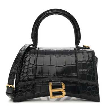 BALENCIAGA Shiny Calfskin Crocodile Embossed Hour… - image 1