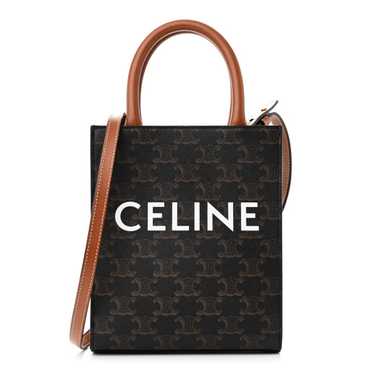 CELINE Triomphe Canvas Calfskin Mini Vertical Caba