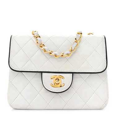 CHANEL Lambskin Quilted Mini Square Flap White