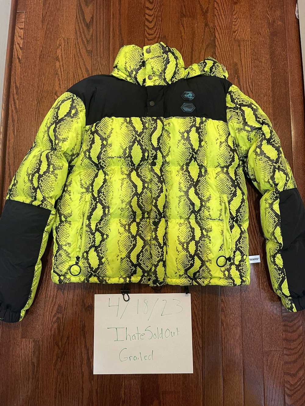 Off-White Off-White Neon Yellow Snakeskin Puffer … - image 1