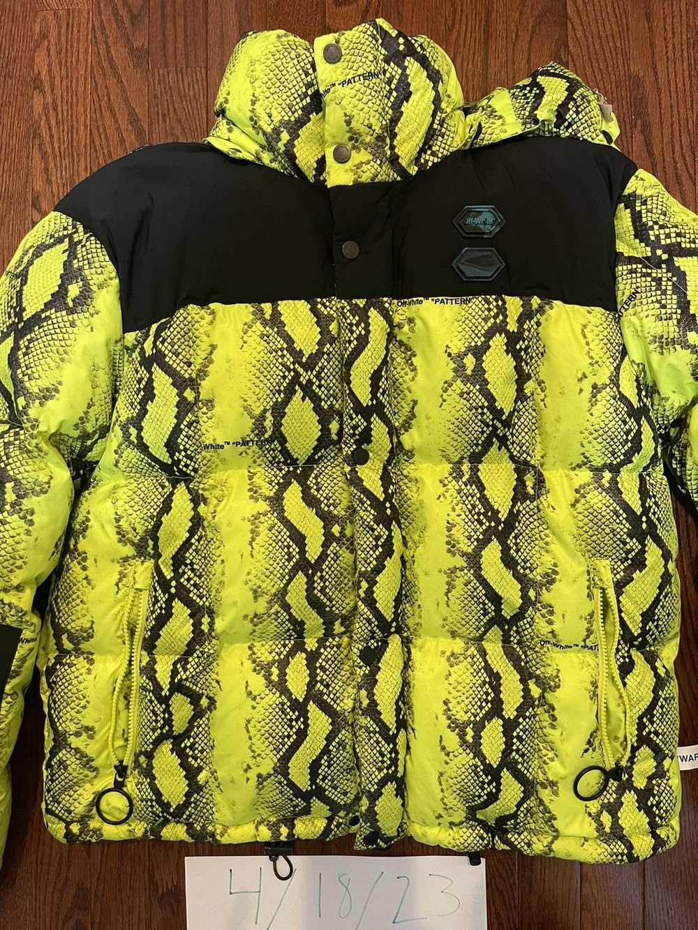 Off-White Off-White Neon Yellow Snakeskin Puffer … - image 3