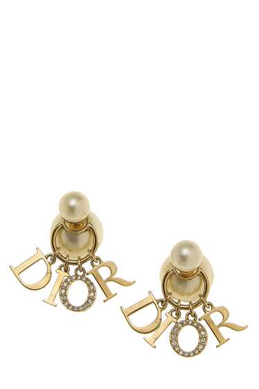 White & Gold Pearl Crystal Earrings