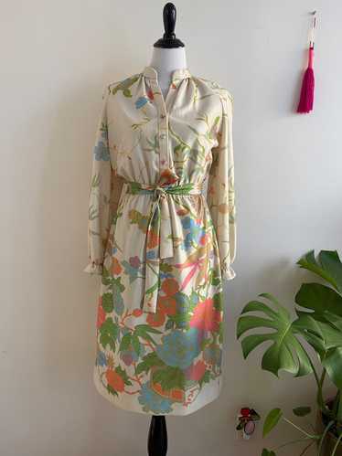 Leslie Fay vintage 60s Psychedelic Floral Dress… - image 1