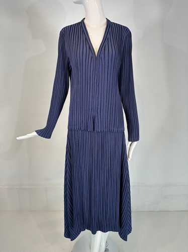 Issey Miyake Fete Blue Pleated Jacket & Skirt Set