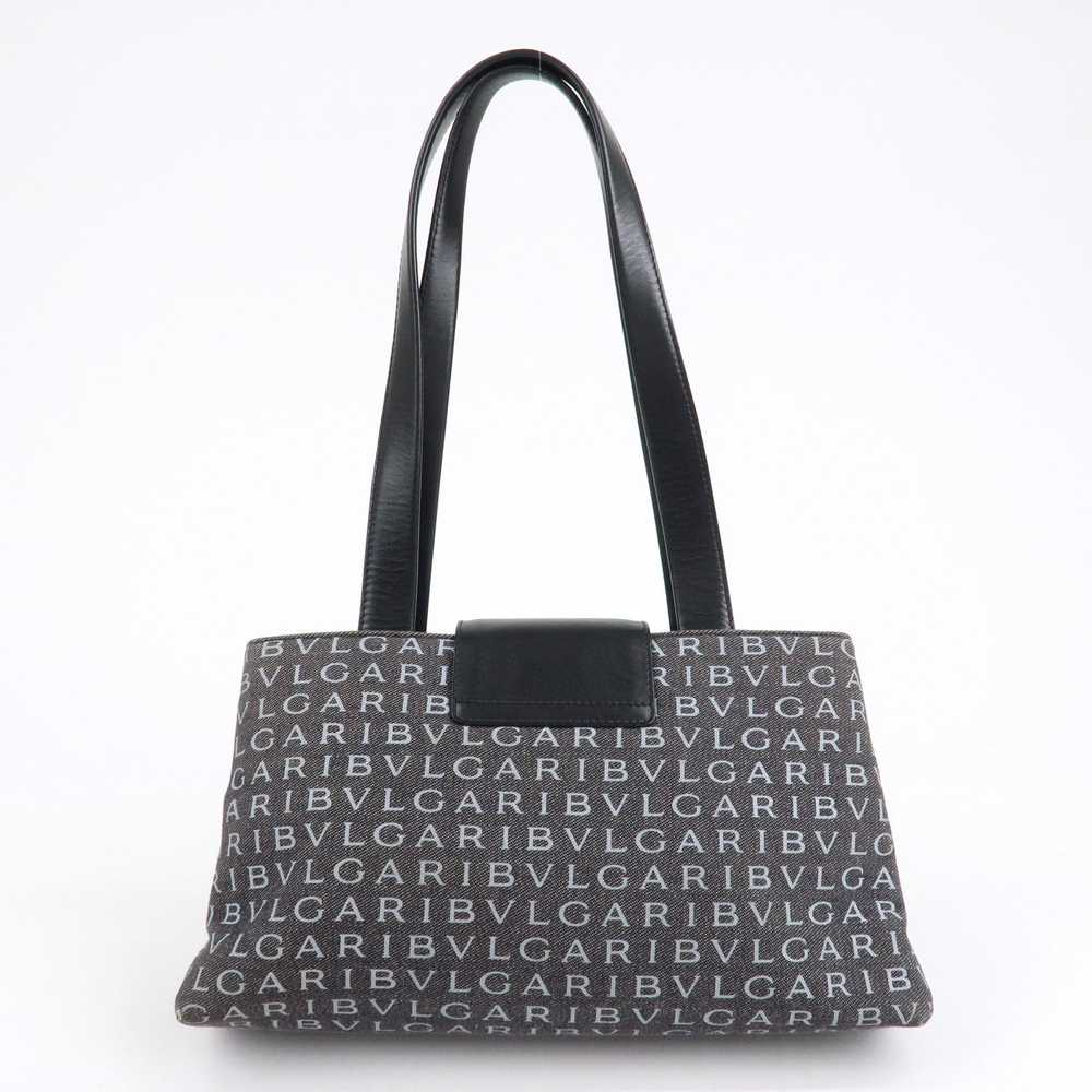 BVLGARI Logo Mania Canvas Leather Tote Bag Should… - image 2