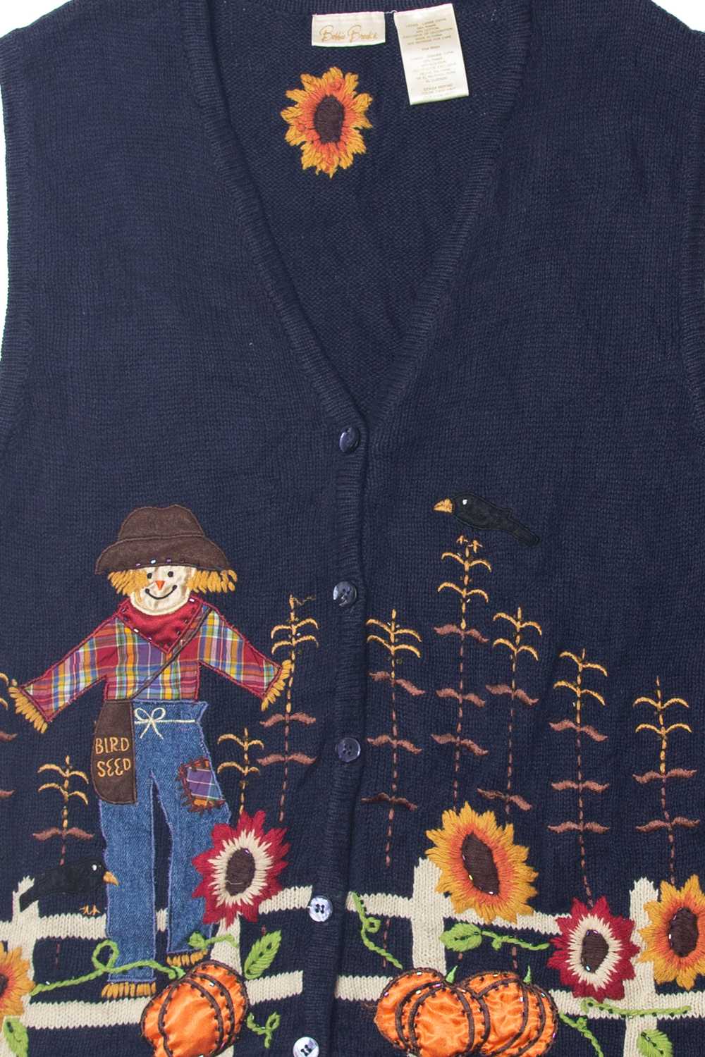 Vintage Bobbie Brooks Scarecrow Autumn Harvest Ve… - image 2