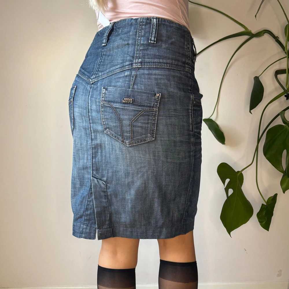 Miss Sixty Denim Skirt - 28W UK 8 Blue Cotton - image 3