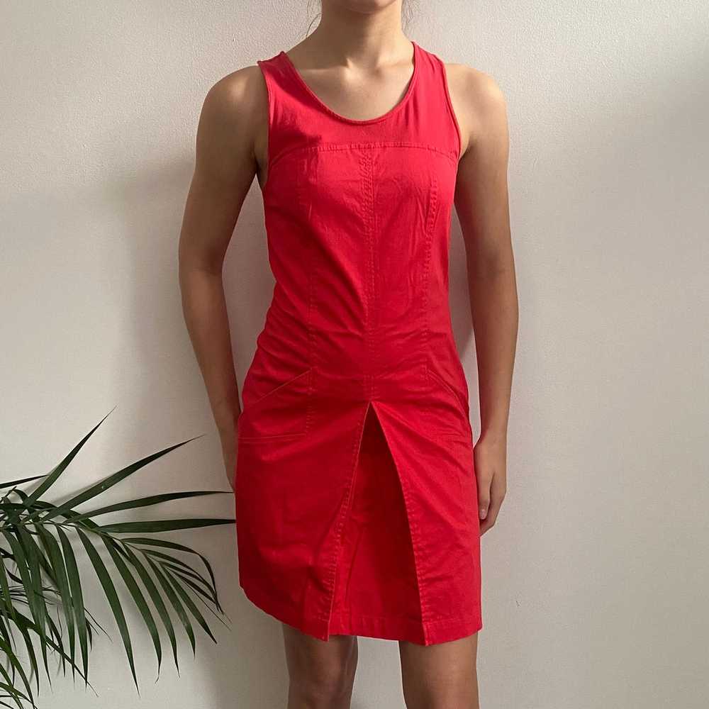 Armani Jeans Midi Dress - Small Red Cotton - image 1