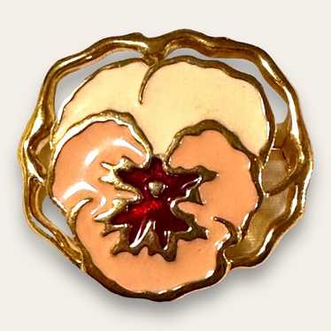 Other Avon's Full Bloom Golden Enameled Pansy Pin… - image 1