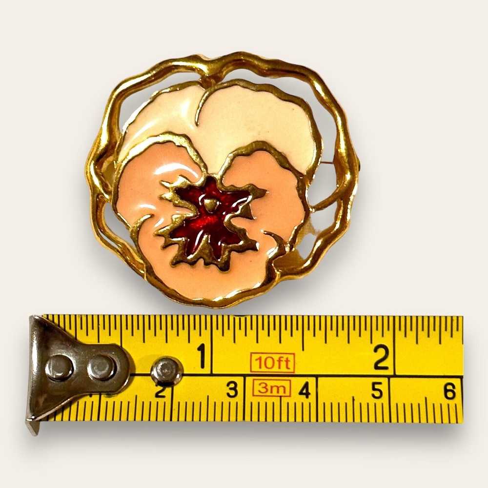 Other Avon's Full Bloom Golden Enameled Pansy Pin… - image 2